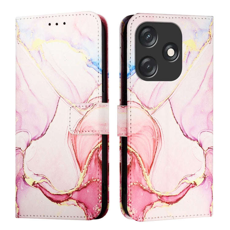 For Tecno Spark 10C PT003 Marble Pattern Flip Leather Phone Case(Rose Gold)