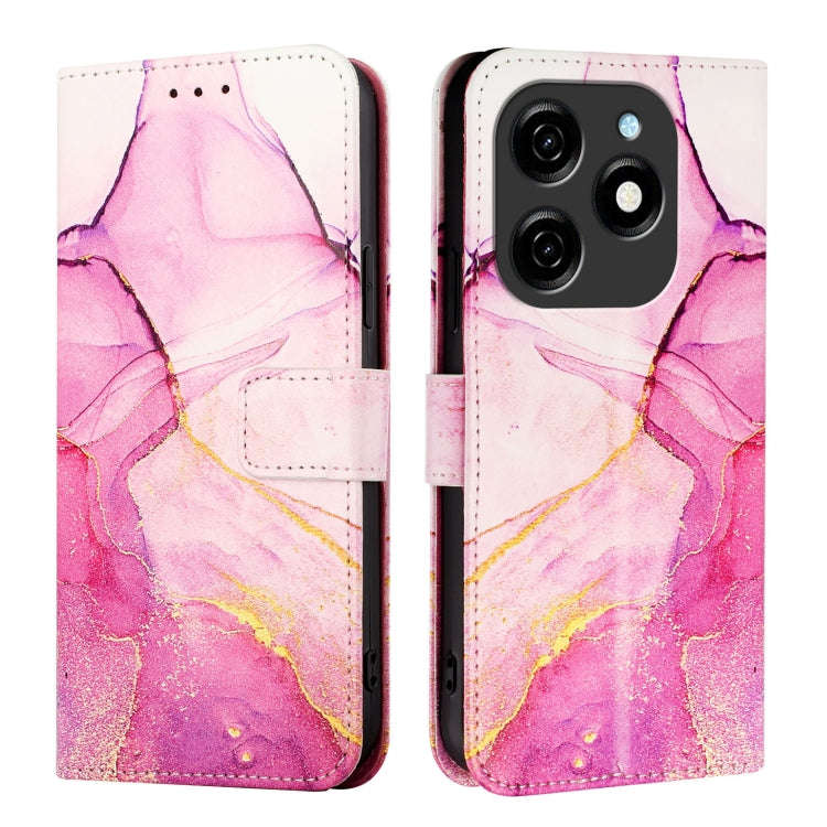 For Tecno Spark 20 PT003 Marble Pattern Flip Leather Phone Case(Pink Purple Gold)