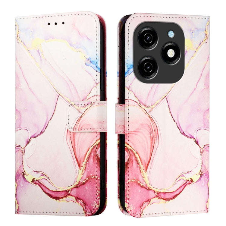 For Tecno Spark 20 PT003 Marble Pattern Flip Leather Phone Case(Rose Gold)