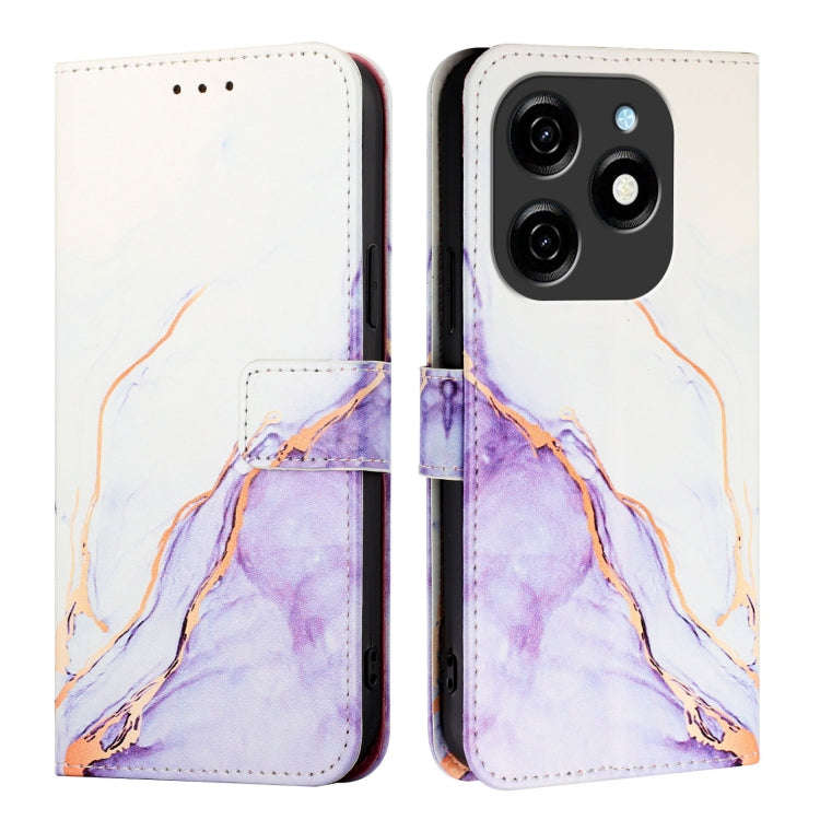 For Tecno Spark 20 PT003 Marble Pattern Flip Leather Phone Case(White Purple)