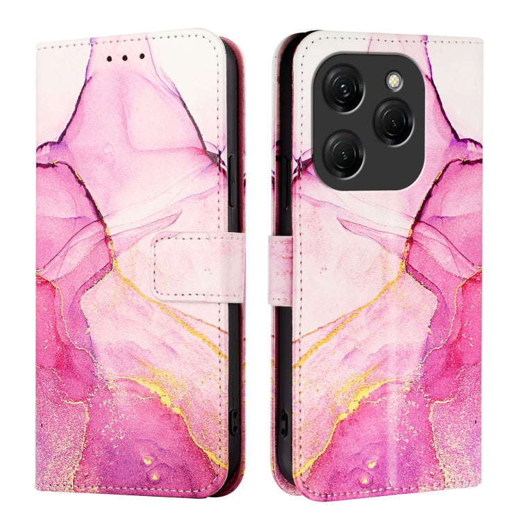 For Tecno Spark 20 Pro PT003 Marble Pattern Flip Leather Phone Case(Pink Purple Gold)
