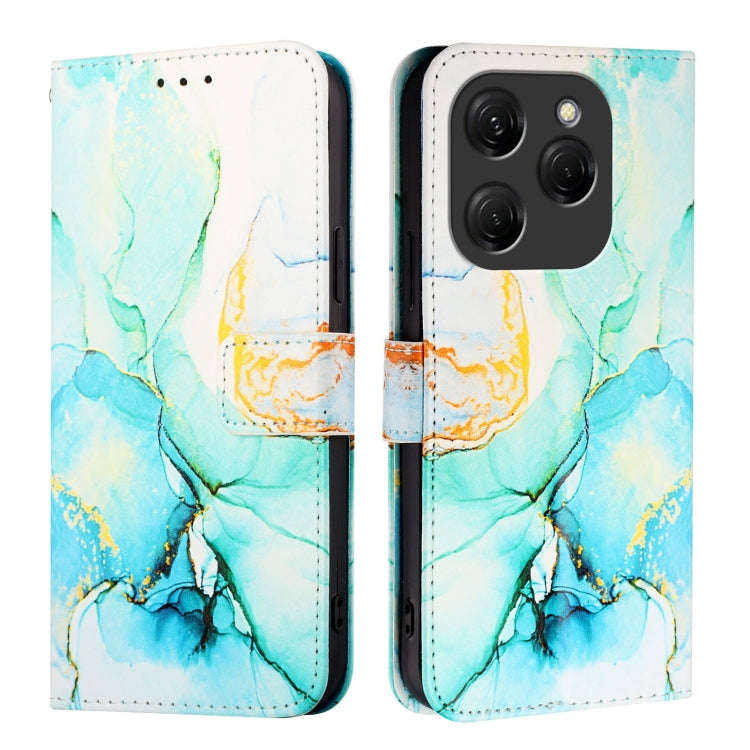 For Tecno Spark 20 Pro PT003 Marble Pattern Flip Leather Phone Case(Green)