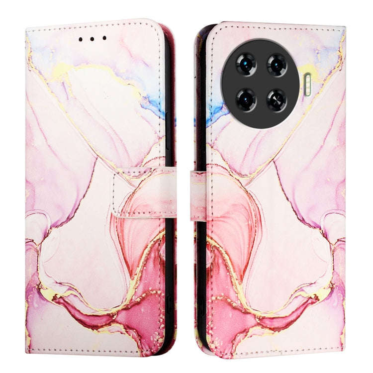 For Tecno Spark 20 Pro+ PT003 Marble Pattern Flip Leather Phone Case(Rose Gold)
