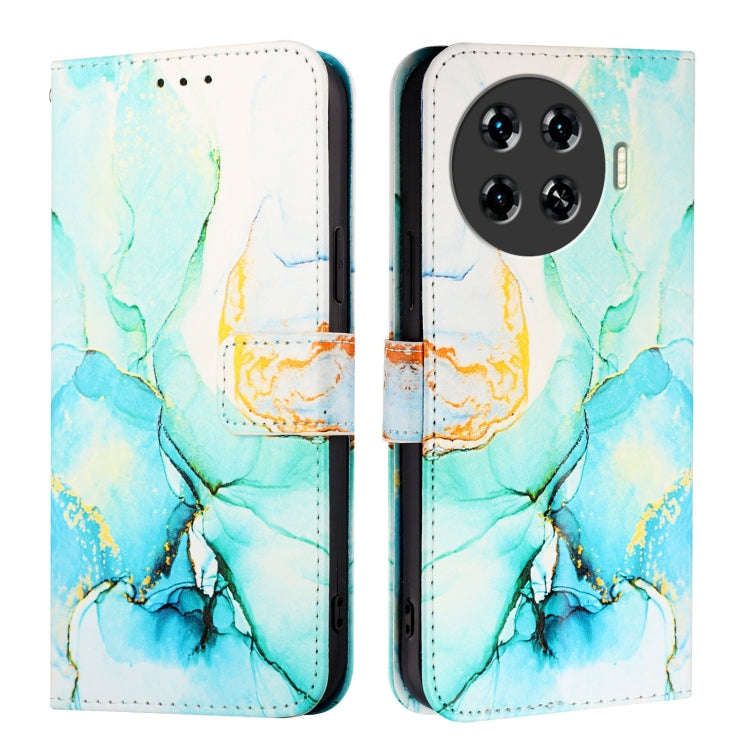 For Tecno Spark 20 Pro+ PT003 Marble Pattern Flip Leather Phone Case(Green)