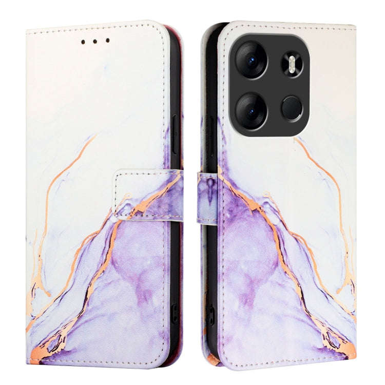 For Tecno Spark Go 2023 PT003 Marble Pattern Flip Leather Phone Case(White Purple)