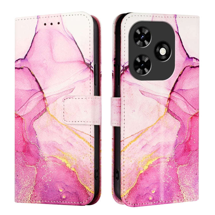 For Tecno Spark Go 2024 / Spark 20C PT003 Marble Pattern Flip Leather Phone Case(Pink Purple Gold)
