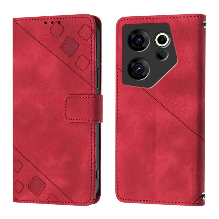 For Tecno Camon 20 Premier 5G Skin Feel Embossed Leather Phone Case(Red)