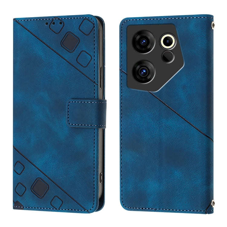 For Tecno Camon 20 Premier 5G Skin Feel Embossed Leather Phone Case(Blue)