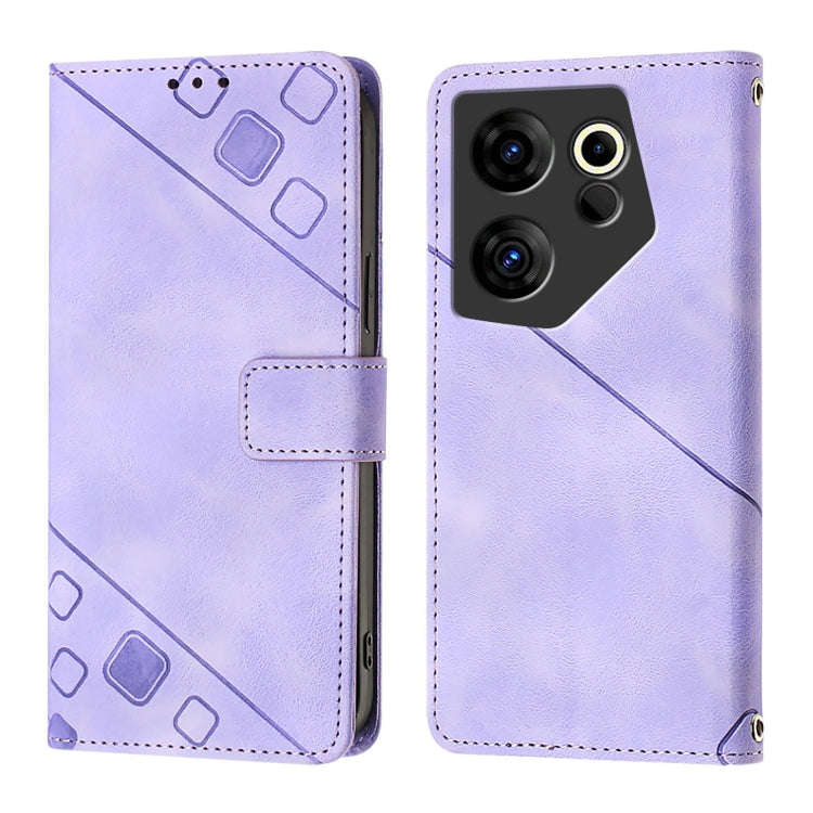 For Tecno Camon 20 Premier 5G Skin Feel Embossed Leather Phone Case(Light Purple)