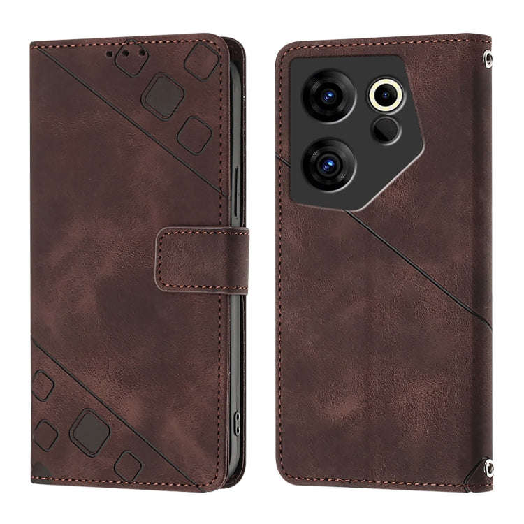 For Tecno Camon 20 Premier 5G Skin Feel Embossed Leather Phone Case(Brown)