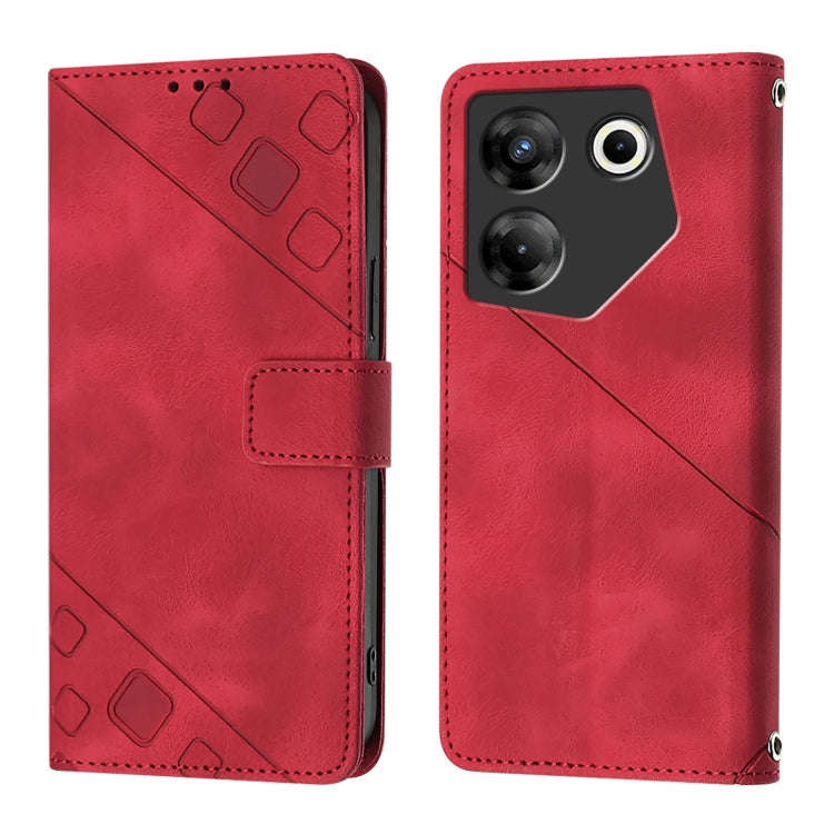 For Tecno Camon 20 Pro 5G Skin Feel Embossed Leather Phone Case(Red)