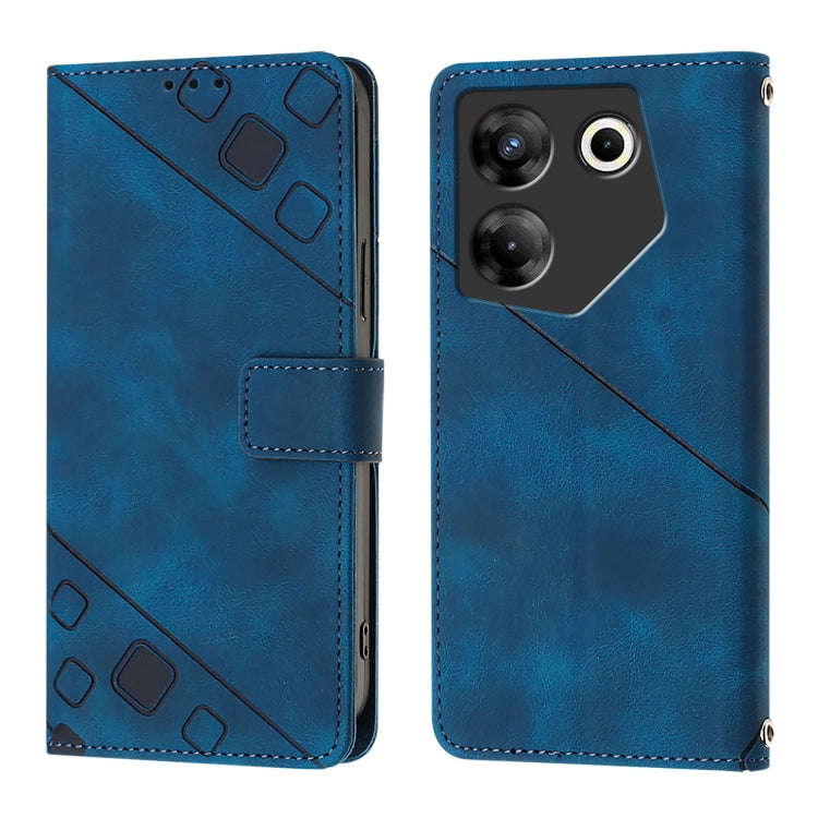 For Tecno Camon 20 Pro 5G Skin Feel Embossed Leather Phone Case(Blue)