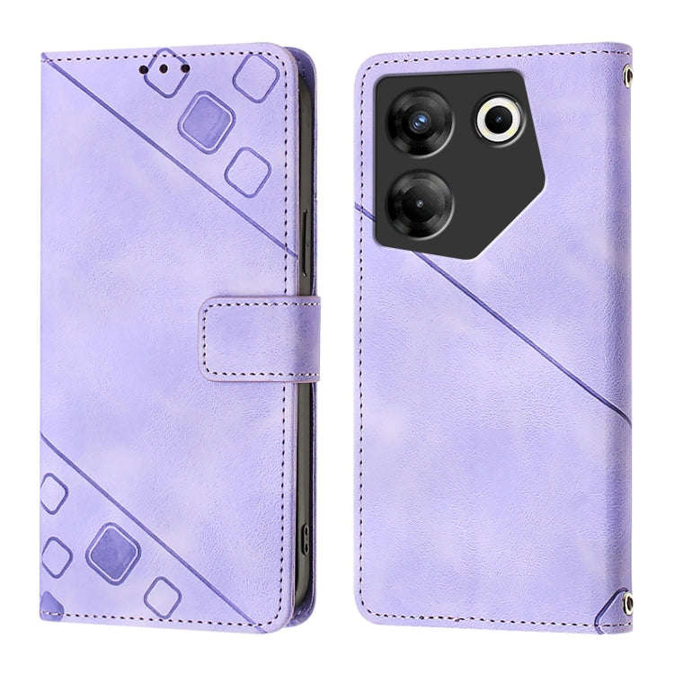 For Tecno Camon 20 Pro 5G Skin Feel Embossed Leather Phone Case(Light Purple)