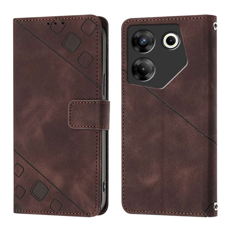For Tecno Camon 20 Pro 5G Skin Feel Embossed Leather Phone Case(Brown)