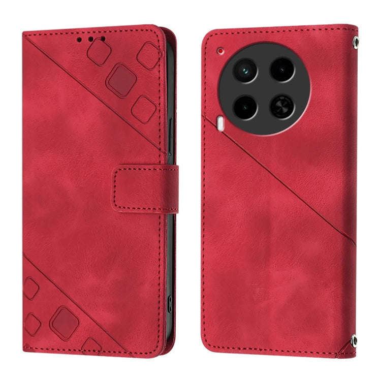 For Tecno Camon 30 4G / 5G Skin Feel Embossed Leather Phone Case(Red)