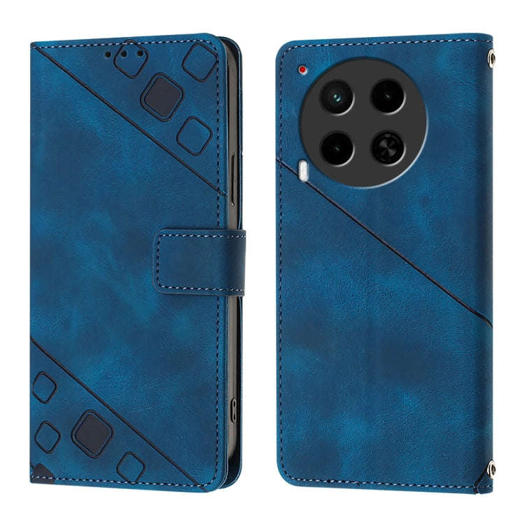 For Tecno Camon 30 4G / 5G Skin Feel Embossed Leather Phone Case(Blue)