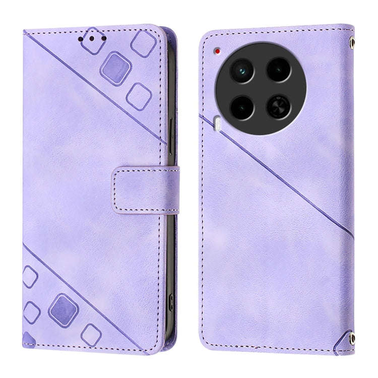 For Tecno Camon 30 4G / 5G Skin Feel Embossed Leather Phone Case(Light Purple)