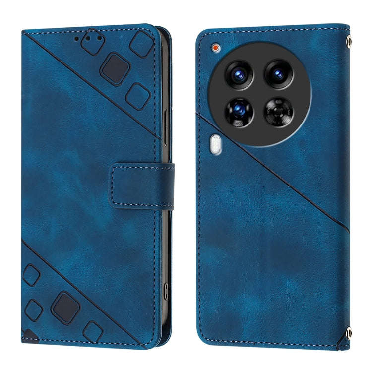 For Tecno Camon 30 Premier 5G Skin Feel Embossed Leather Phone Case(Blue)
