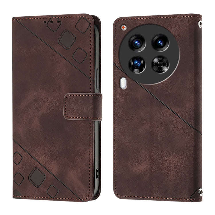 For Tecno Camon 30 Premier 5G Skin Feel Embossed Leather Phone Case(Brown)