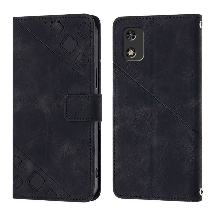 For Tecno Pop 5c Skin Feel Embossed Leather Phone Case(Black)