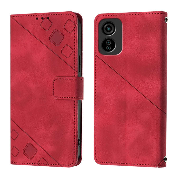 For Tecno Pop 6C Skin Feel Embossed Leather Phone Case(Red)