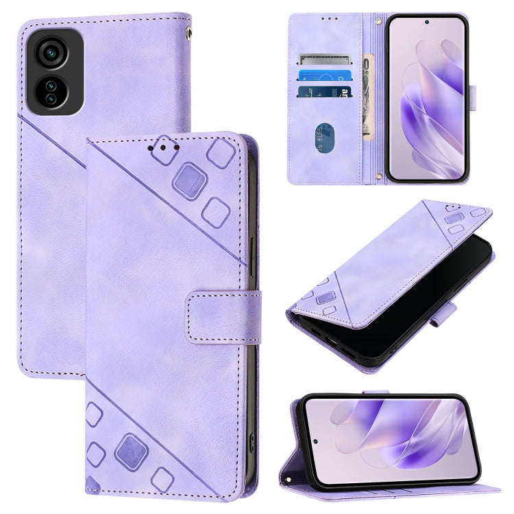 For Tecno Pop 6C Skin Feel Embossed Leather Phone Case(Light Purple)