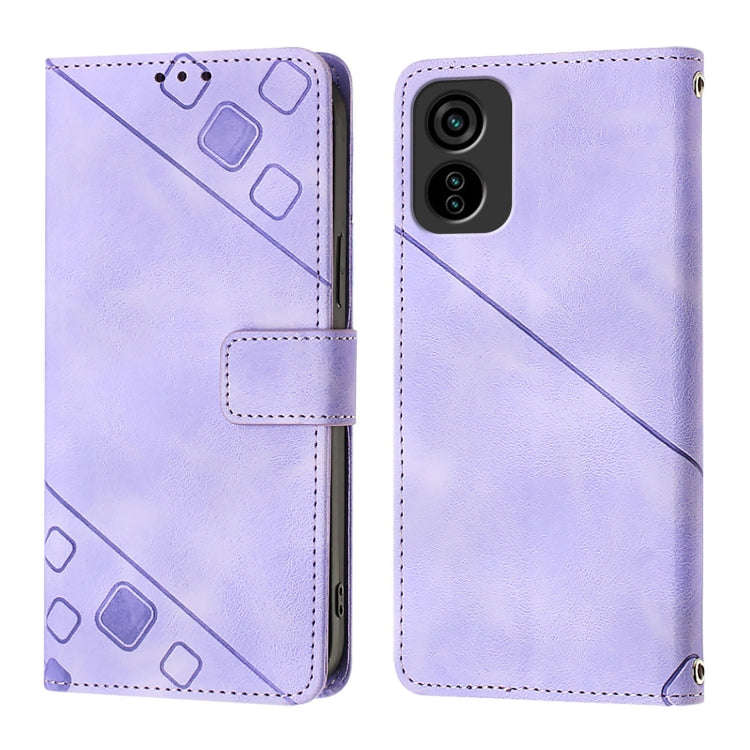 For Tecno Pop 6C Skin Feel Embossed Leather Phone Case(Light Purple)