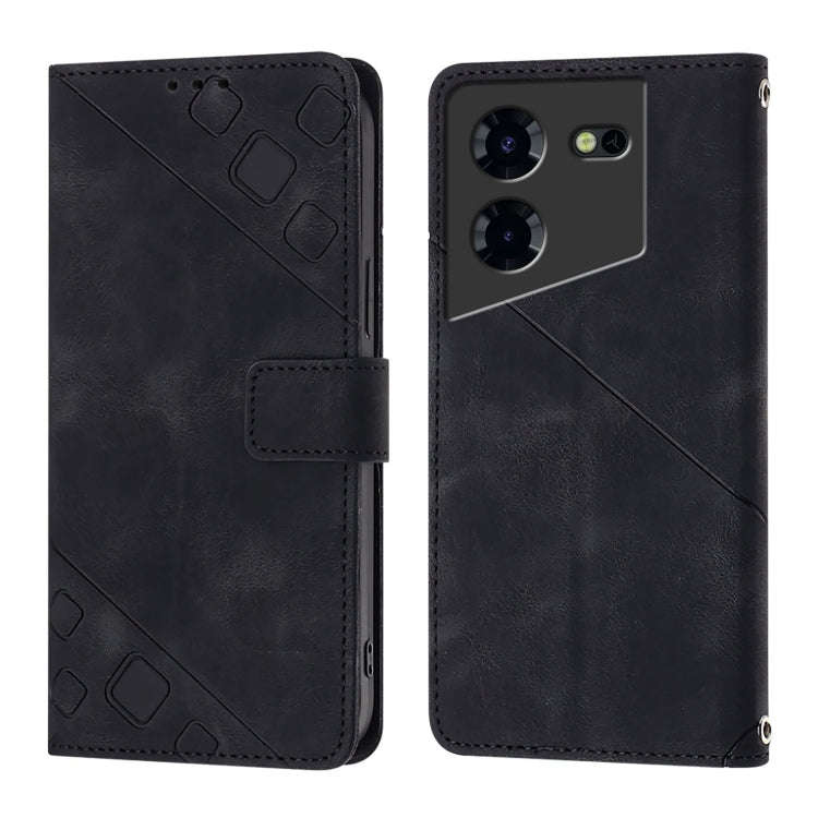 For Tecno Pova 5 Pro 5G Skin Feel Embossed Leather Phone Case(Black)
