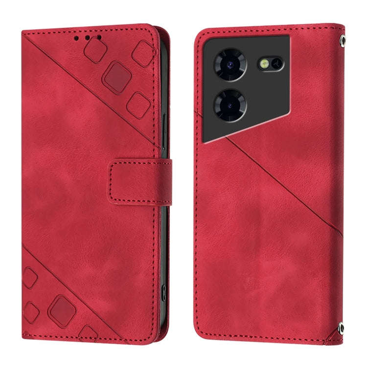 For Tecno Pova 5 Pro 5G Skin Feel Embossed Leather Phone Case(Red)