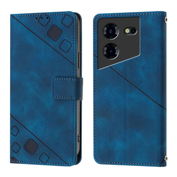 For Tecno Pova 5 Pro 5G Skin Feel Embossed Leather Phone Case(Blue)