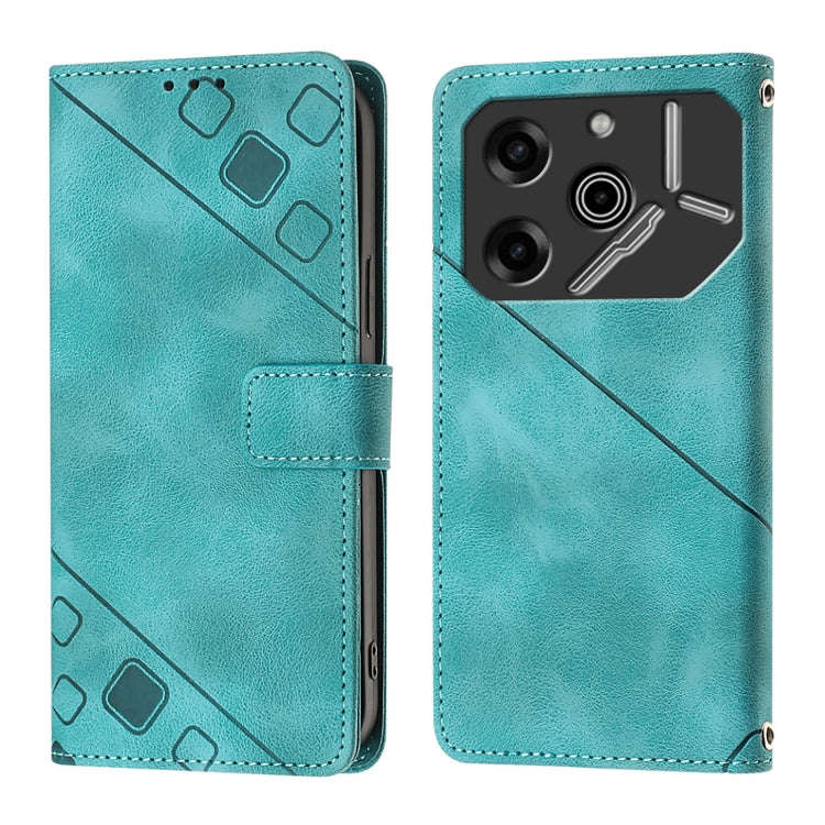 For Tecno Pova 6 Pro Skin Feel Embossed Leather Phone Case(Green)