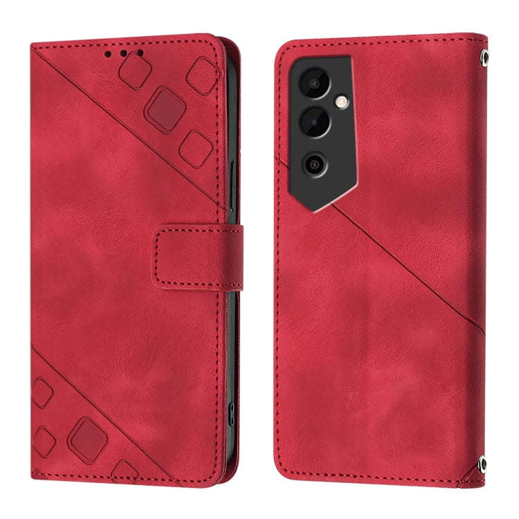 For Tecno Pova Neo 2 Skin Feel Embossed Leather Phone Case(Red)