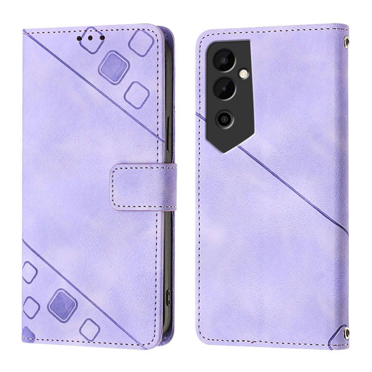 For Tecno Pova Neo 2 Skin Feel Embossed Leather Phone Case(Light Purple)