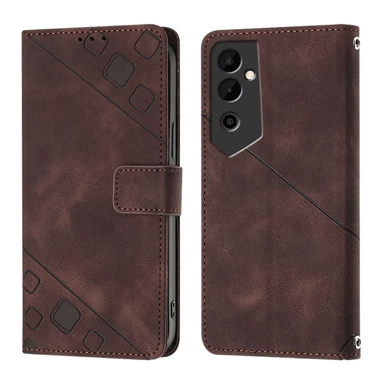 For Tecno Pova Neo 2 Skin Feel Embossed Leather Phone Case(Brown)