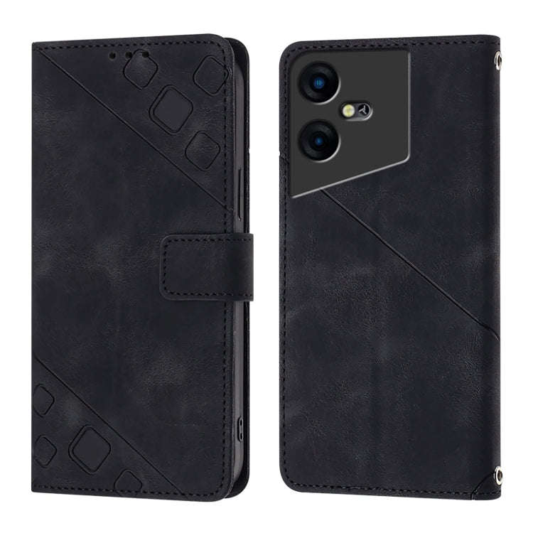 For Tecno Pova Neo 3 Skin Feel Embossed Leather Phone Case(Black)