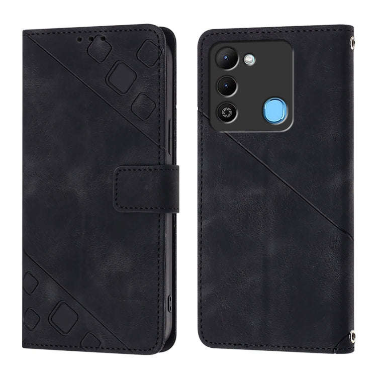 For Tecno Spark 9 Skin Feel Embossed Leather Phone Case(Black)