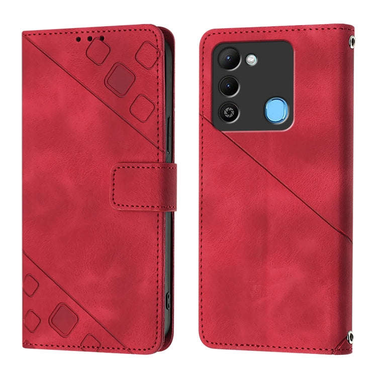 For Tecno Spark 9 Skin Feel Embossed Leather Phone Case(Red)