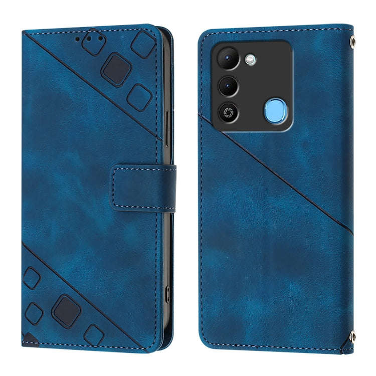 For Tecno Spark 9 Skin Feel Embossed Leather Phone Case(Blue)