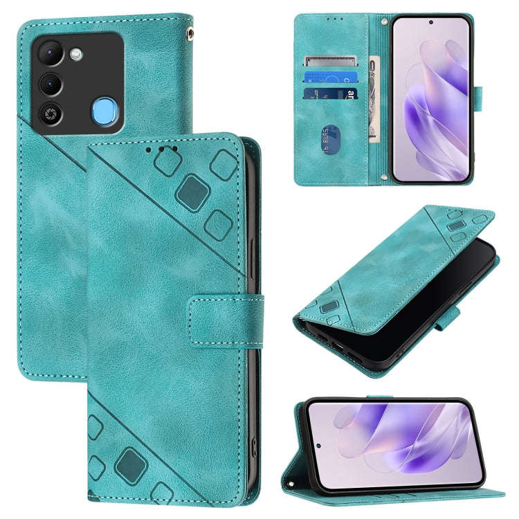 For Tecno Spark 9 Skin Feel Embossed Leather Phone Case(Green)