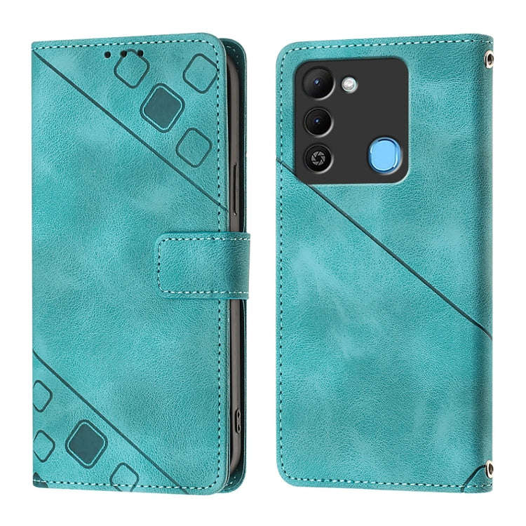 For Tecno Spark 9 Skin Feel Embossed Leather Phone Case(Green)