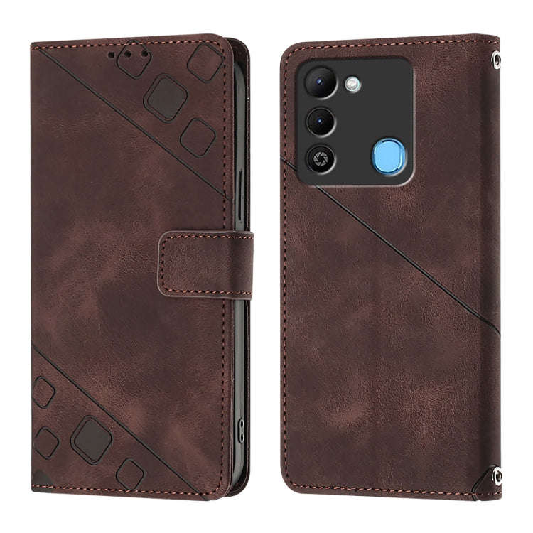 For Tecno Spark 9 Skin Feel Embossed Leather Phone Case(Brown)