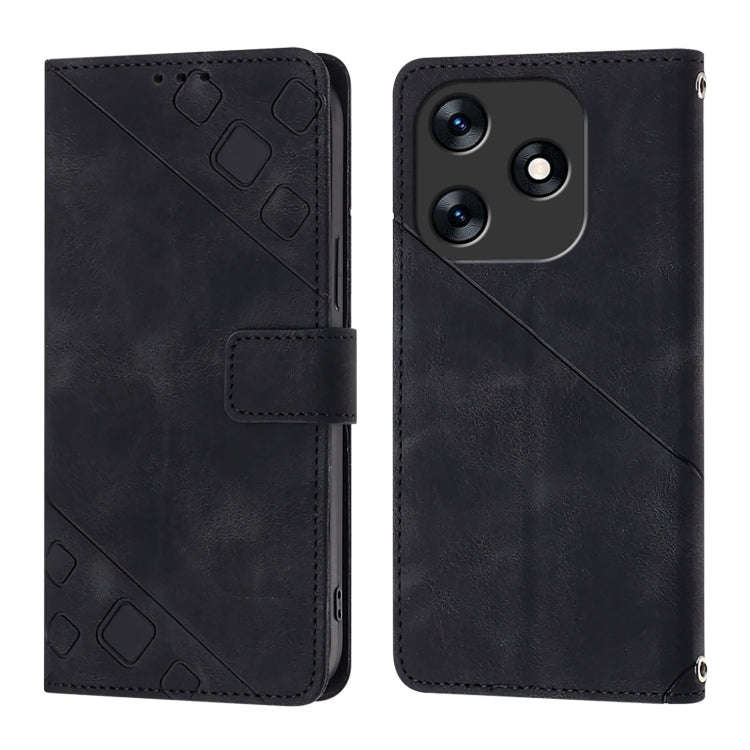 For Tecno Spark 10 4G Skin Feel Embossed Leather Phone Case(Black)