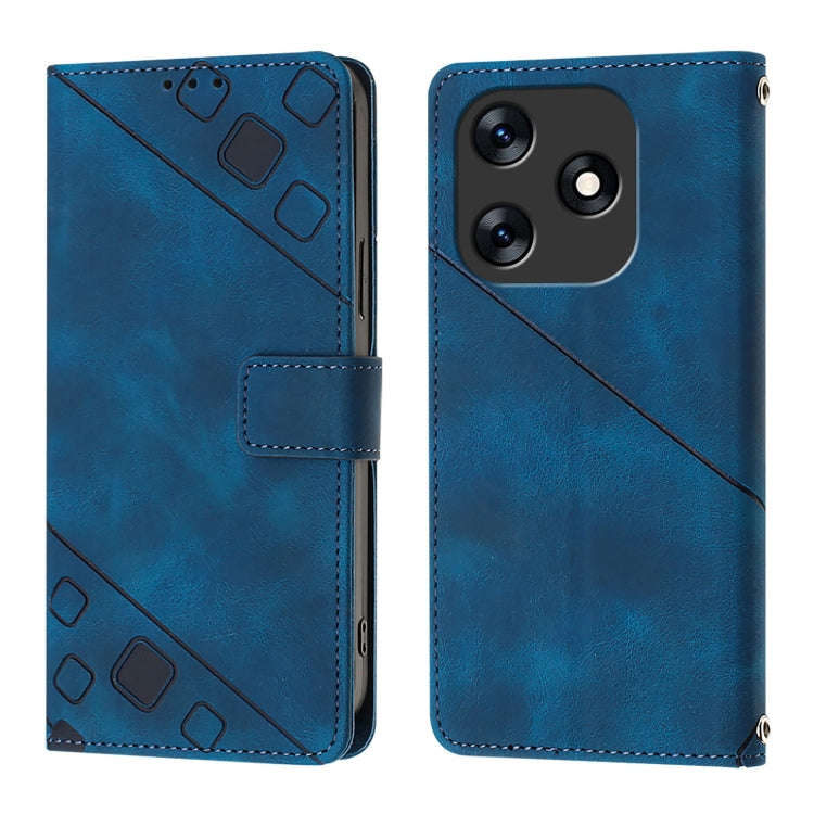 For Tecno Spark 10 4G Skin Feel Embossed Leather Phone Case(Blue)