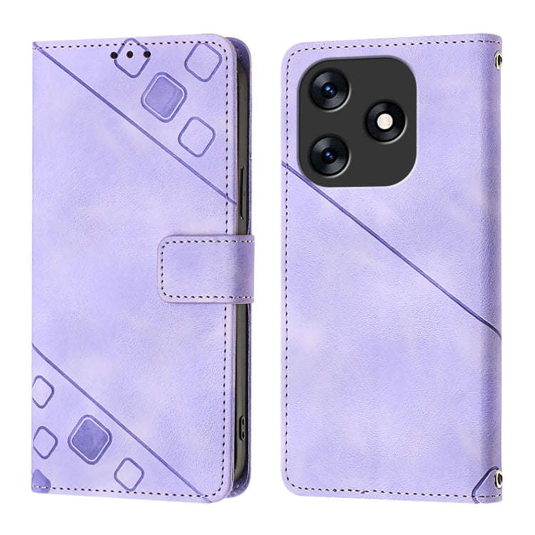 For Tecno Spark 10 4G Skin Feel Embossed Leather Phone Case(Light Purple)