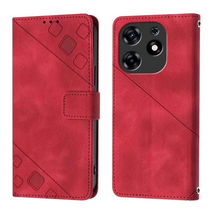 For Tecno Spark 10 Pro Magic Magenta Skin Feel Embossed Leather Phone Case(Red)