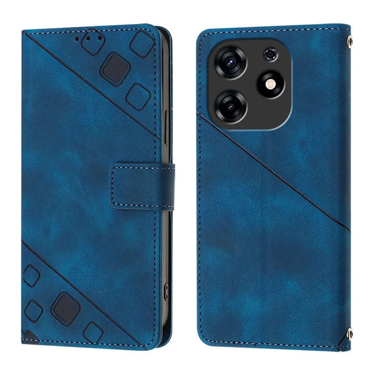 For Tecno Spark 10 Pro Magic Magenta Skin Feel Embossed Leather Phone Case(Blue)