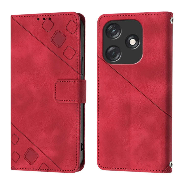 For Tecno Spark 10C Skin Feel Embossed Leather Phone Case(Red)