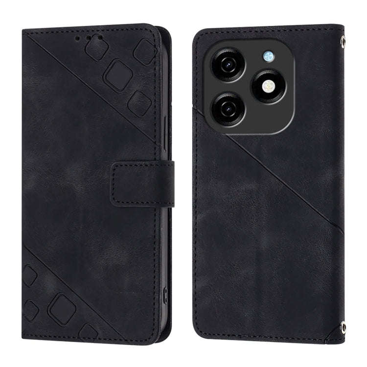 For Tecno Spark 20 Skin Feel Embossed Leather Phone Case(Black)