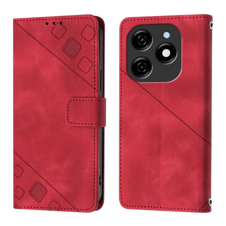 For Tecno Spark 20 Skin Feel Embossed Leather Phone Case(Red)