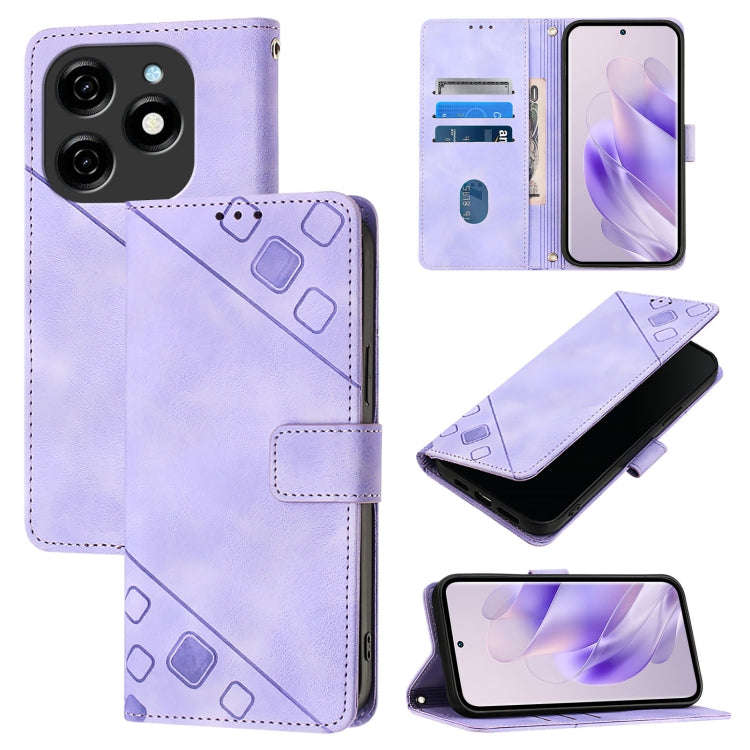 For Tecno Spark 20 Skin Feel Embossed Leather Phone Case(Light Purple)
